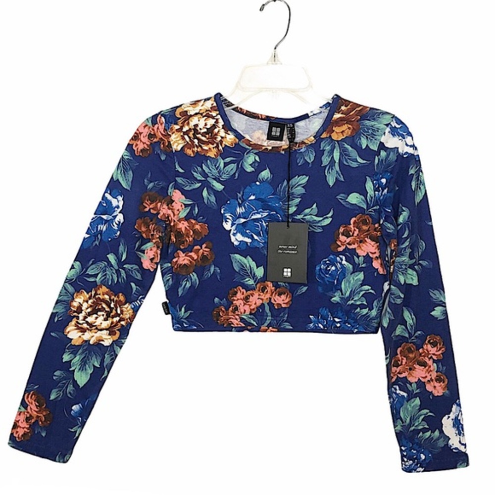 Insight Floral Long Sleeve Crop 💯 % Cotton multicolor Cottagecore Top XS